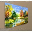 Canvas print Autumn landscape, Autumn landscape with the wood river, side