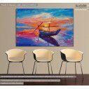 Canvas print Fishing boats on sea