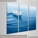 Canvas print Paper boat,  3 panels, side