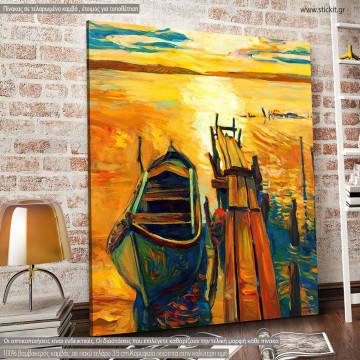 Canvas print boat, Boat and pier