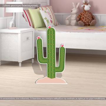 Wooden figure printed Cactus