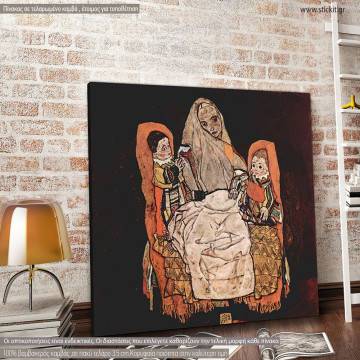 Canvas print Parent with two children (the mother), Schiele Egon, reproduction