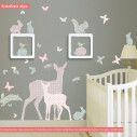 Kids wall stickers Forest animals . floral patterns