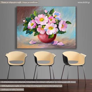 Canvas print Spring pink wild roses in a vase