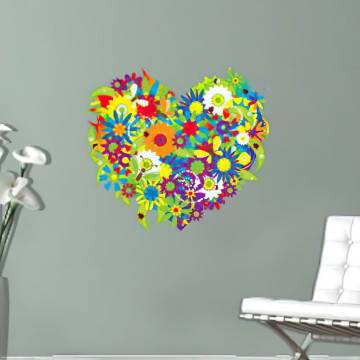 Αυτοκόλλητο τοίχου Καρδιά από λουλούδια