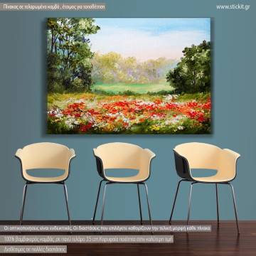 Πίνακας σε καμβά Παπαρούνες, Poppy field