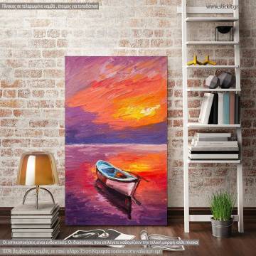 Πίνακας σε καμβά ψαρόβαρκα, Boat on the sea