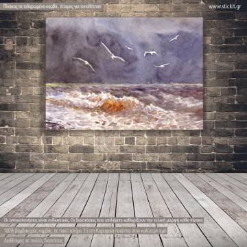 Πίνακας σε καμβά γλάροι στην καταιγίδα, Storm and seagulls