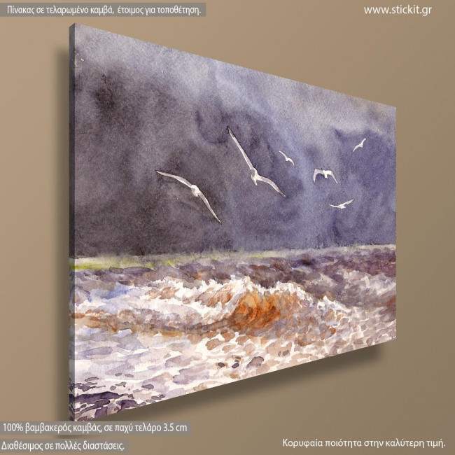 Storm and seagulls, πίνακας σε καμβά, κοντινό