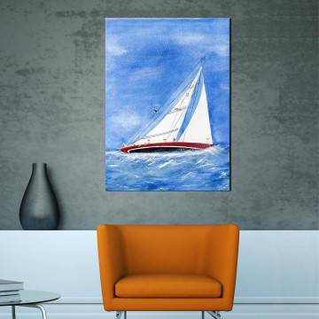 Canvas print Heeling sailboat