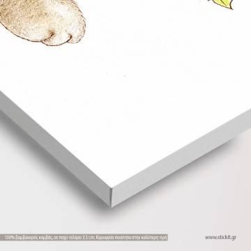 Kids canvas print Cute teddy bear with red rose 2