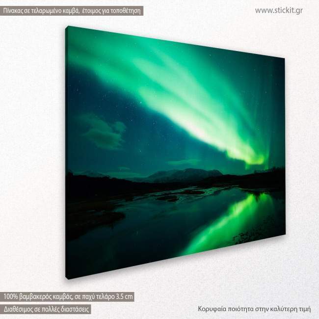 Canvas print Northern lights in Iceland, side