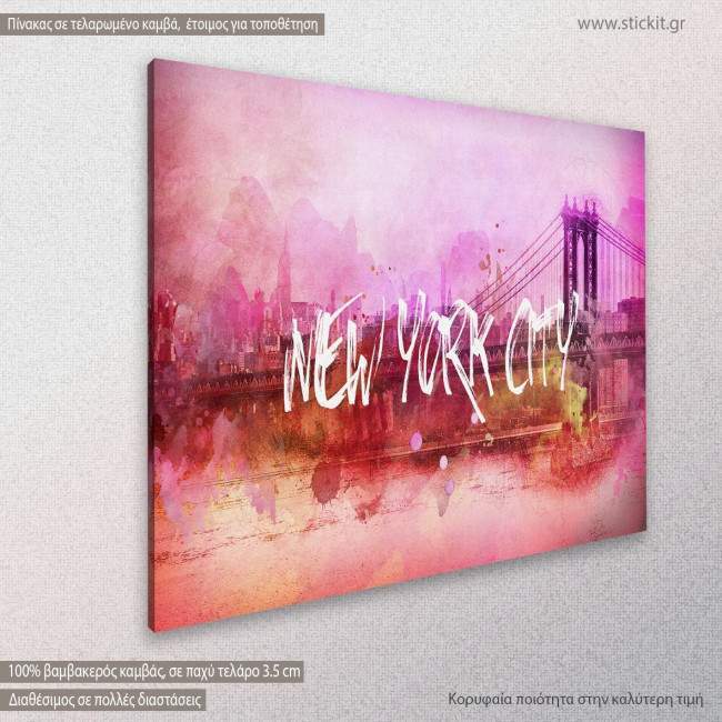 Canvas print Pink New York, side