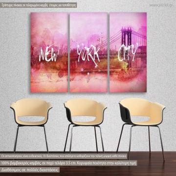 Canvas print Pink New York,  3 panels