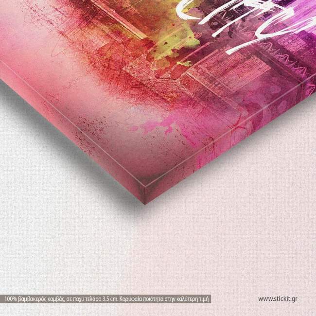 Pink New York, τρίπτυχος πίνακας σε καμβά, λεπτομέρεια