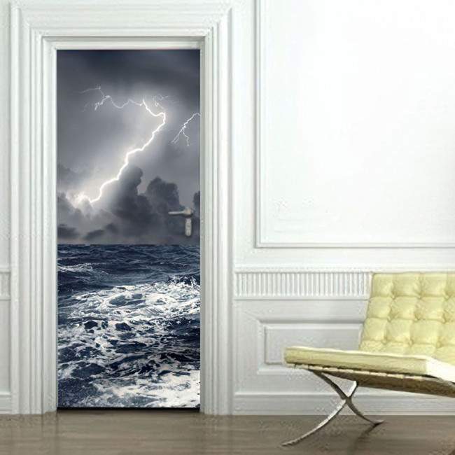 Door sticker Stormy sea