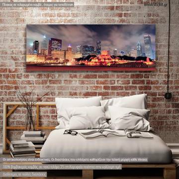 Canvas print Chicago lights panorama, panoramic