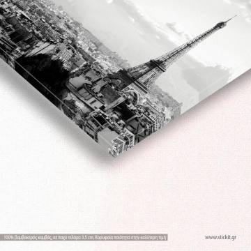 Canvas print Paris skyline grayscale panoramic Framed canvas View 1 2