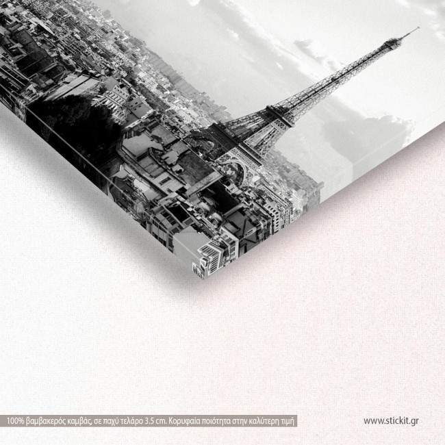 Canvas print Paris skyline grayscale, panoramic, side