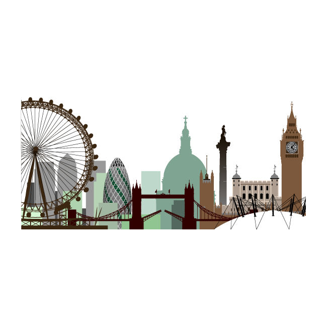 Wall stickers London, outline earthy colors