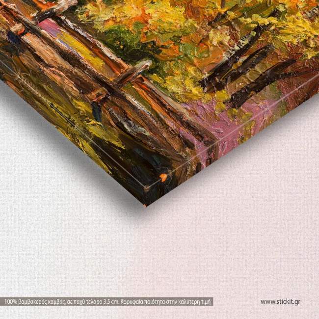 Canvas print Lake at forest, Colorful autumn forest, detail