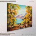 Canvas print Lake at forest, Colorful autumn forest, side