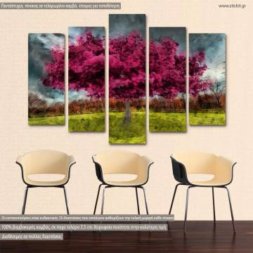 Canvas print Purple tree five panels