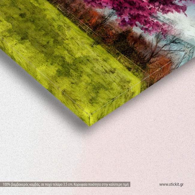 Canvas print Purple tree five panels, detail