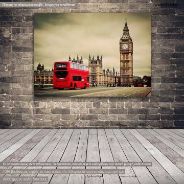 Πίνακας σε καμβά Λονδίνο, London, red bus in motion