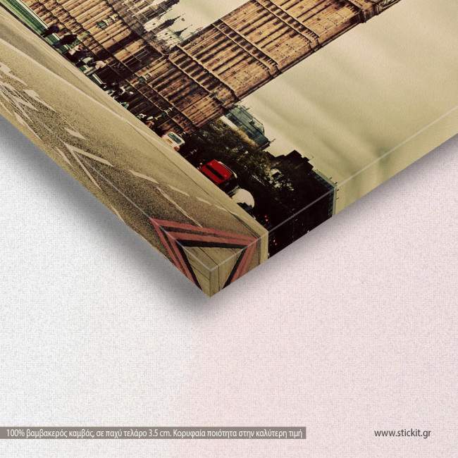 Canvas print London, London, red bus in motion, detail