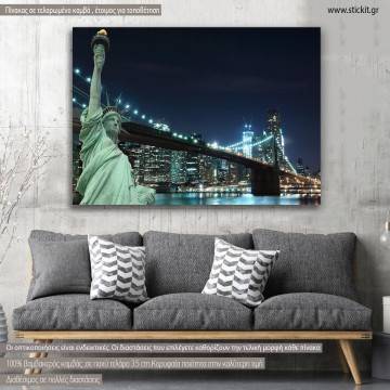 Canvas printNew York, Brooklyn bridge, statue of Liberty