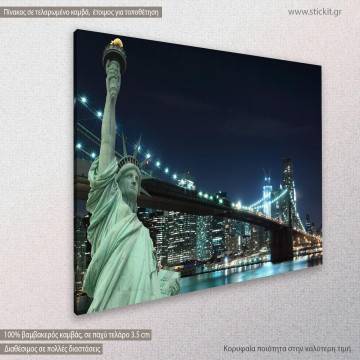 Canvas printNew York, Brooklyn bridge, statue of Liberty 2