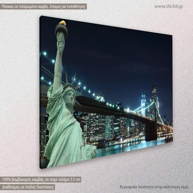 Canvas printNew York, Brooklyn bridge, statue of Liberty, side