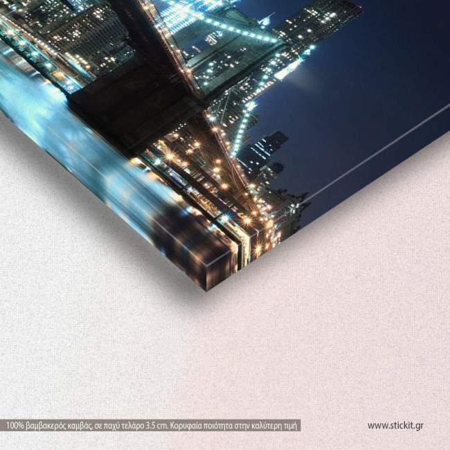 Canvas printNew York, Brooklyn bridge, statue of Liberty, detail