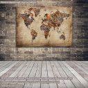 Πίνακας σε καμβά Wooden world map