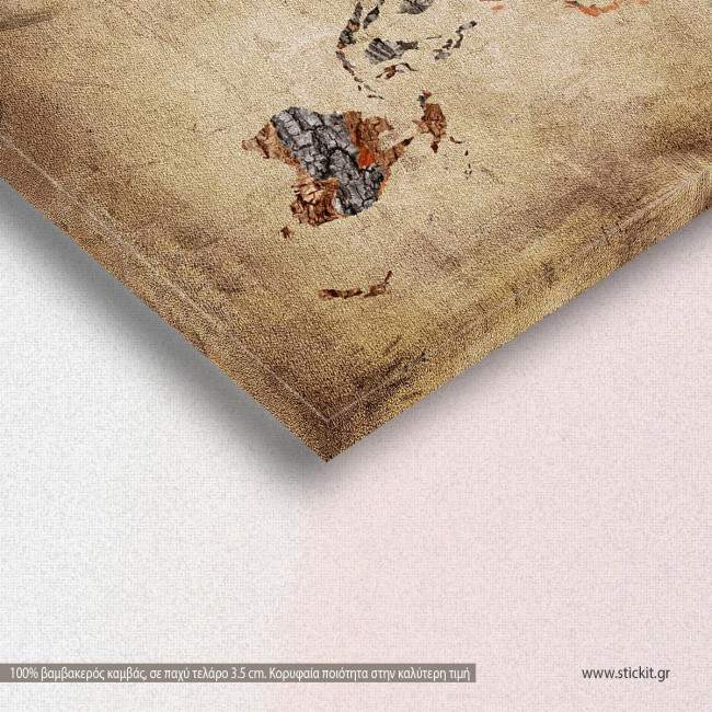 Canvas print Wooden world map, detail