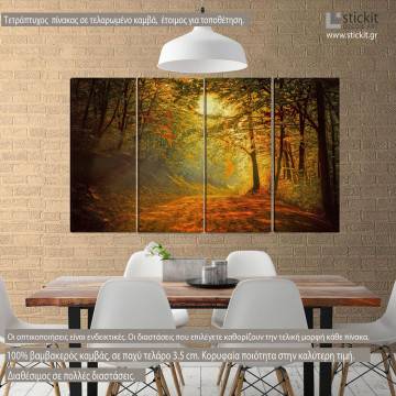 Πίνακας σε καμβά Forest memories, τετράπτυχος