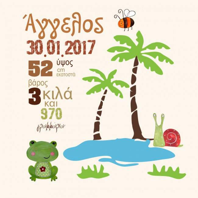 Kids canvas print Happy day, with birthay figures