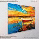 Canvas print at sunset, Boats, side