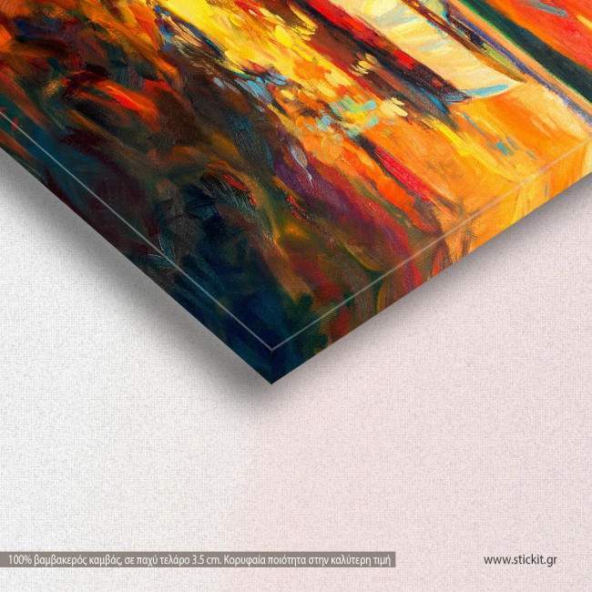 Canvas print at sunset, Boats, detail