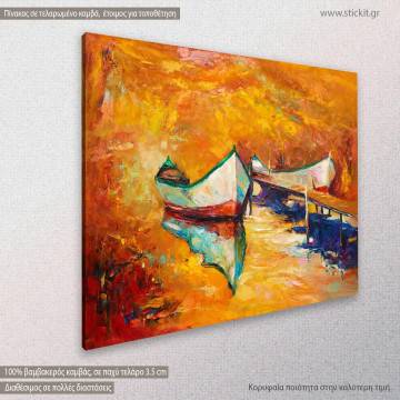 Πίνακας σε καμβά βάρκες στο ποτάμι, Boats in the river 2