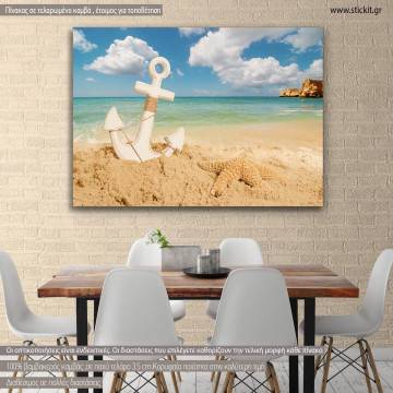 Canvas print Anchor on the beach