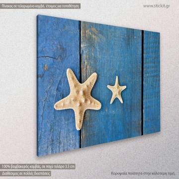 Canvas print Starfish on blue wood Framed canvas View 1 2