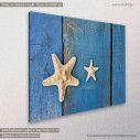 Canvas print, Starfish on blue wood, side
