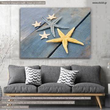Canvas print, Group stars on blue wood