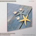 Group stars on blue wood, πίνακας σε καμβά, κοντινό