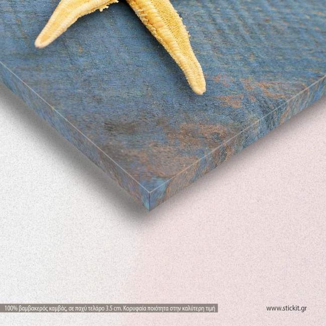 Canvas print, Group stars on blue wood, detail