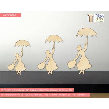 Wooden lady with umbrella  decorative figure