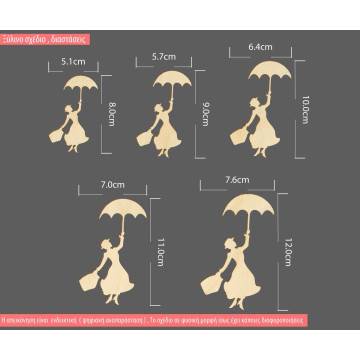 Wooden lady with umbrella  decorative figure 2