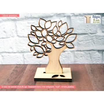 Wooden tree with base decorative figure